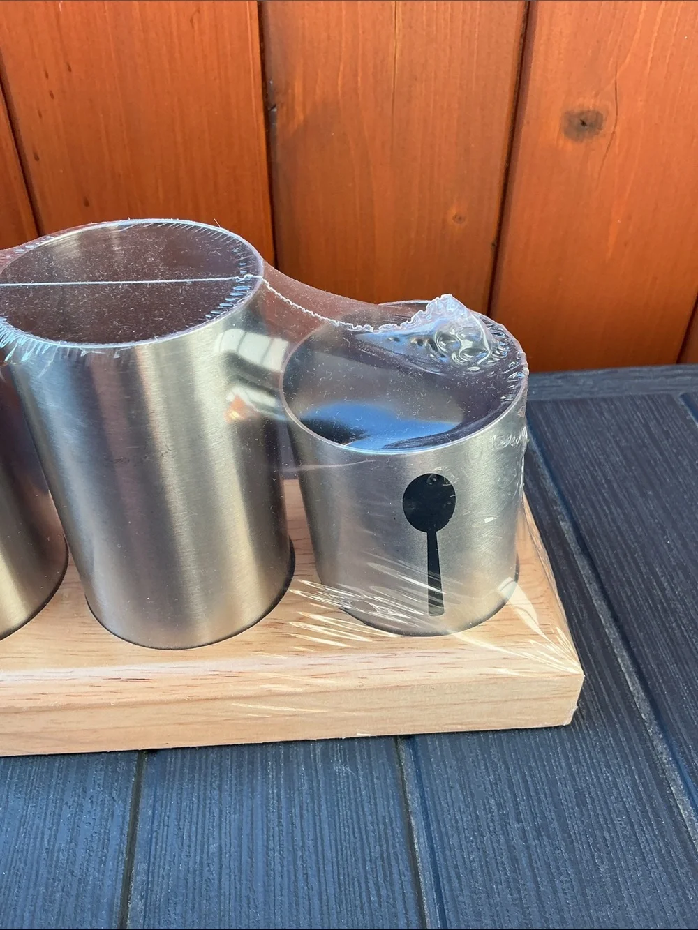 Sorbus  heavy Stainless Steel Kitchen Canister Set on Wood Tray - Silver. New